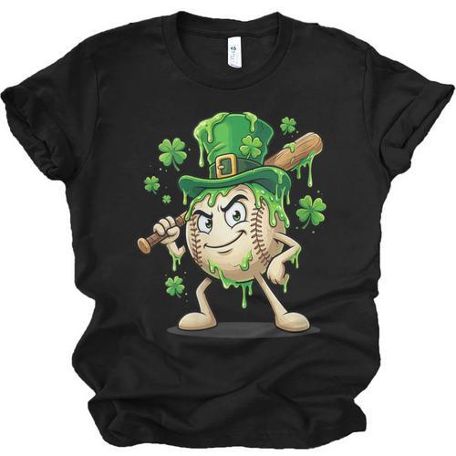 Women's St Patricks Day Baseball Leprechaun Shamrock Player Boys Kid Unisex Jersey T-Shirt - Sportilla