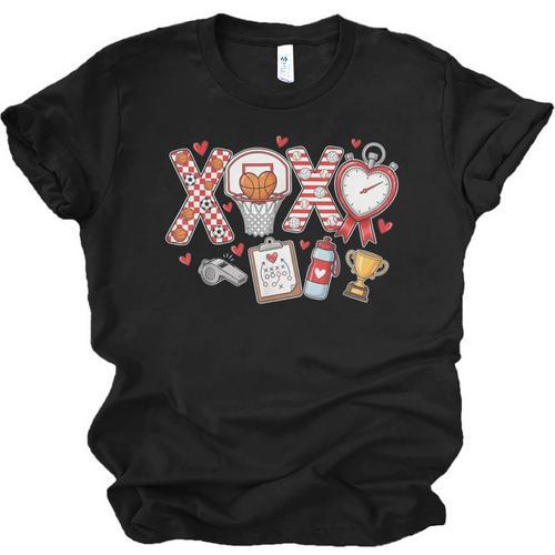 XOXO Physical Education Valentines Day Baseball Football Men Unisex Jersey T-Shirt - Sportilla