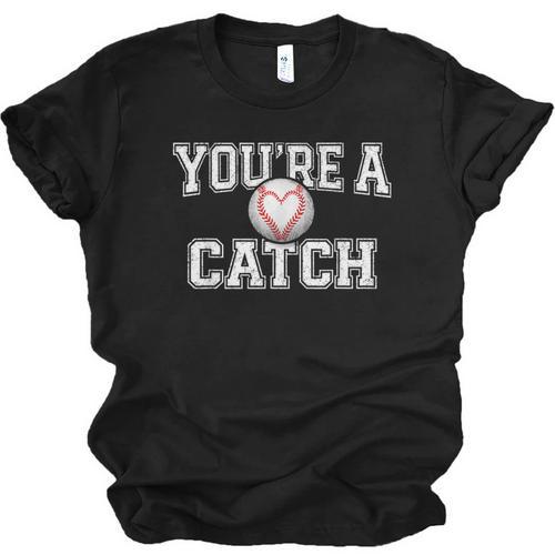 You'Re A Catch Baseball Pun Heart Kids Boys Valentines Unisex Jersey T-Shirt - Sportilla