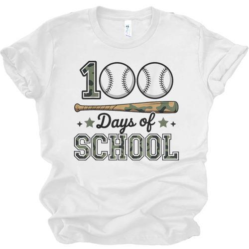 100 Days Of School Baseball Camo Boys School Teacher Unisex Jersey T-Shirt - Sportilla