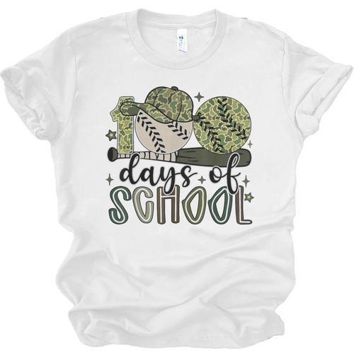 100 Days Of School Baseball Camo Cap Kids Boys 100th Day Unisex Jersey T-Shirt - Sportilla