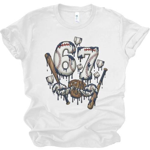 67 Baseball Six Seven Baseball 6 7 Kids Boys Girls Premium Tri-Blend Unisex Jersey T-Shirt - Sportilla