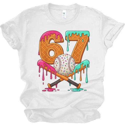 67 Ice Cream Drip Baseball Number 67 Player 67th Birthday Unisex Jersey T-Shirt - Sportilla
