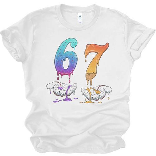 67 Meme Baseball Kids Girls Humor Number 6 7 Unisex Jersey T-Shirt - Sportilla