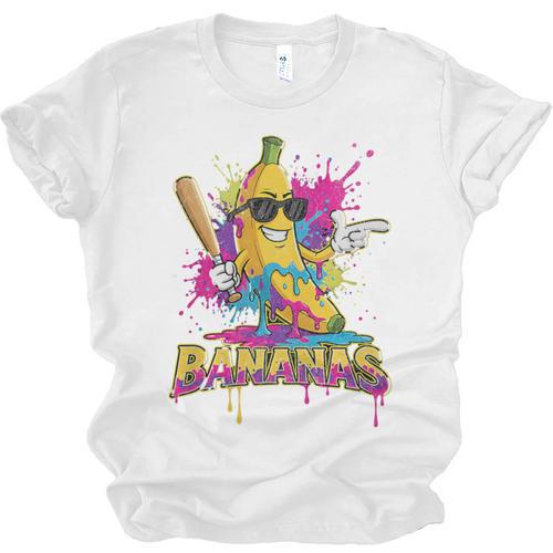 Baseball Banana Splatter Sports Kids Teens Premium Tri-Blend Unisex Jersey T-Shirt - Sportilla