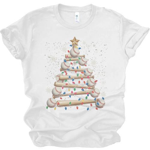 Baseball Christmas Tree Light Xmas Tees Boys Kids Men Unisex Jersey T-Shirt - Sportilla