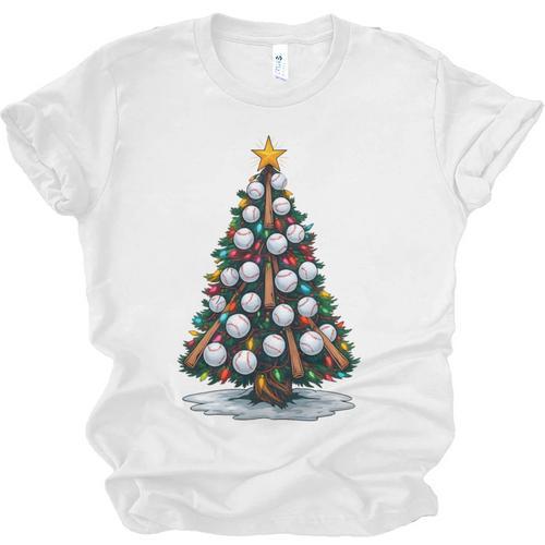 Baseball Christmas Tree Men Boys Youth Santa Sports Unisex Jersey T-Shirt - Sportilla