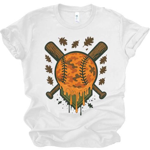 Baseball Drip Ice Cream Dripping Blaze Hunter Orange Camo Unisex Jersey T-Shirt - Sportilla