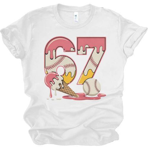 Baseball Drip Number 67 Player Ice Cream Or 67th Birthday Unisex Jersey T-Shirt - Sportilla