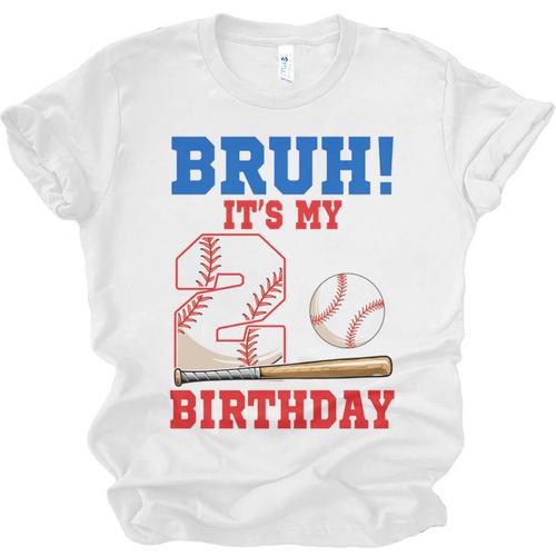 Bruh It's My 2nd Birthday Boy Baseball Themed Party Unisex Jersey T-Shirt - Sportilla