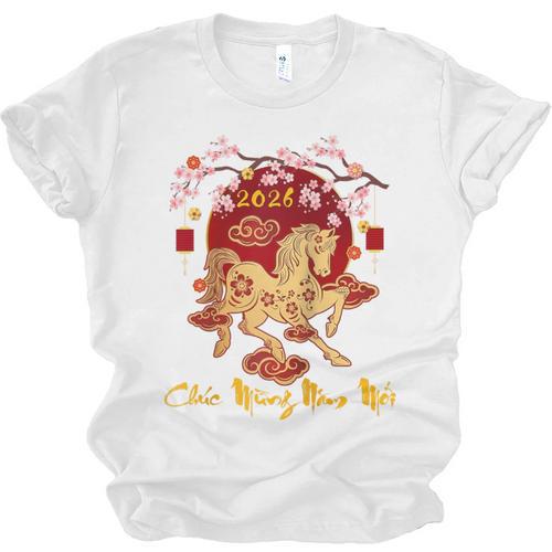 Chuc Mung NAM Moi 2026 Vietnamese Lunar New Year Of Horse Raglan Baseball Tee Unisex Jersey T-Shirt - Sportilla