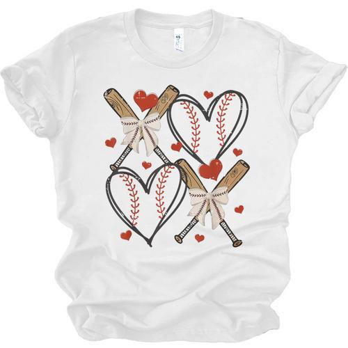 Coquette Bow XOXO Baseball Lover Heart Valentine Game Day Unisex Jersey T-Shirt - Sportilla