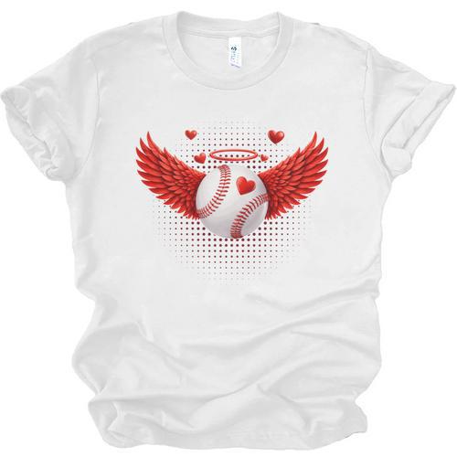 Cute Baseball &Cupid Wings Happy Valentines Boys Men Unisex Jersey T-Shirt - Sportilla