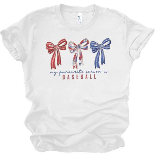 My Favorite Season Is Baseball Coquette Bow Game Day Mom Sis Unisex Jersey T-Shirt - Sportilla