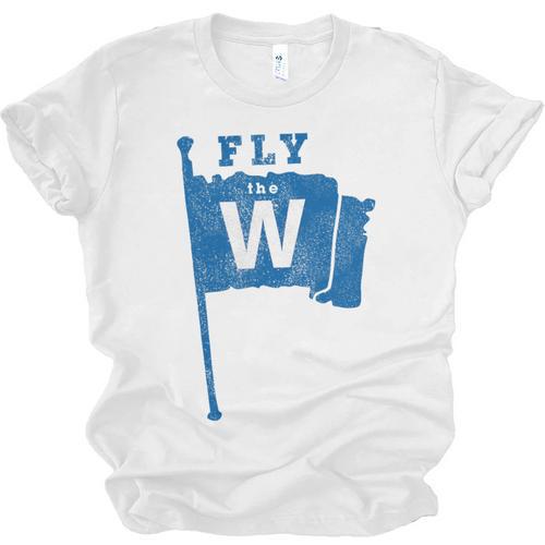 Fly The W Chicago Baseball Winning Flag Distressed Premium Tri-Blend Unisex Jersey T-Shirt - Sportilla