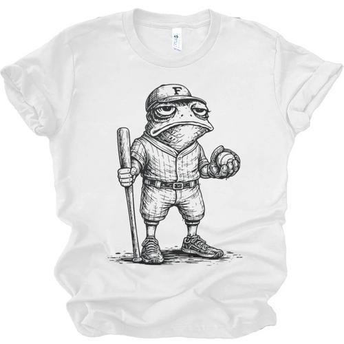 Frog Basketbal Men Women Grumpy Frog Playing Baseball Unisex Jersey T-Shirt - Sportilla