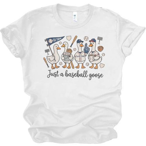 Game Day Just A Baseball Goose Cute Duck Team Sports Unisex Jersey T-Shirt - Sportilla
