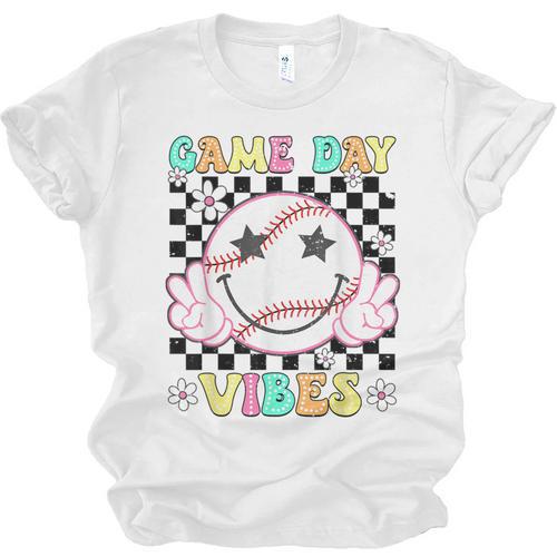 Game Day Vibes Softball Baseball Groovy Game Day Girls Women Unisex Jersey T-Shirt - Sportilla
