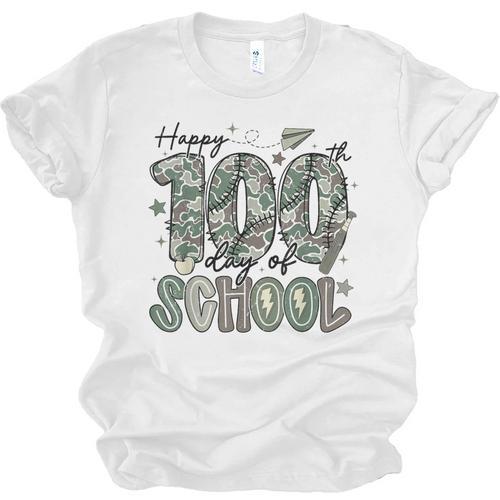 Happy 100th Day Of School Baseball Camo Boys Kids Toddler Unisex Jersey T-Shirt - Sportilla