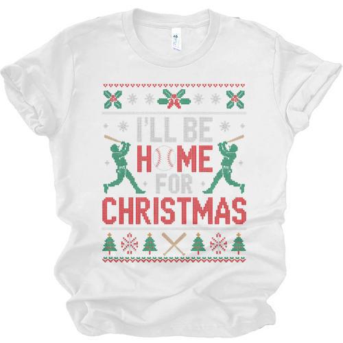 I’Ll Be Home For Christmas Baseball Ugly Sweater Art Unisex Jersey T-Shirt - Sportilla