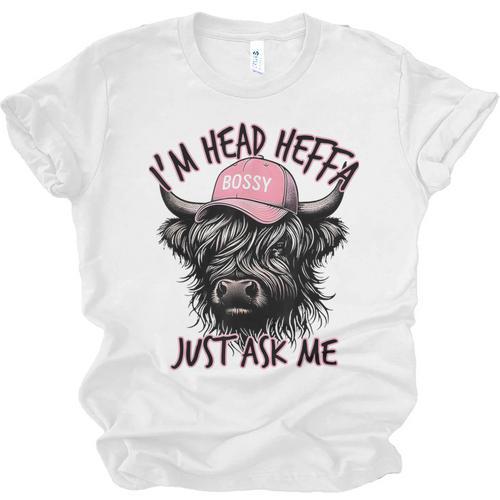 I'm Head Heffa Just Ask Me Bossy Highland Cow Baseball Cap Unisex Jersey T-Shirt - Sportilla
