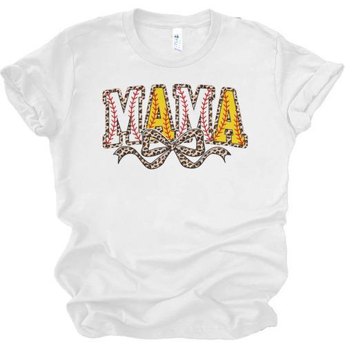 Leopard Baseball Softball Mama Bow Softball Baseball Mom Unisex Jersey T-Shirt - Sportilla