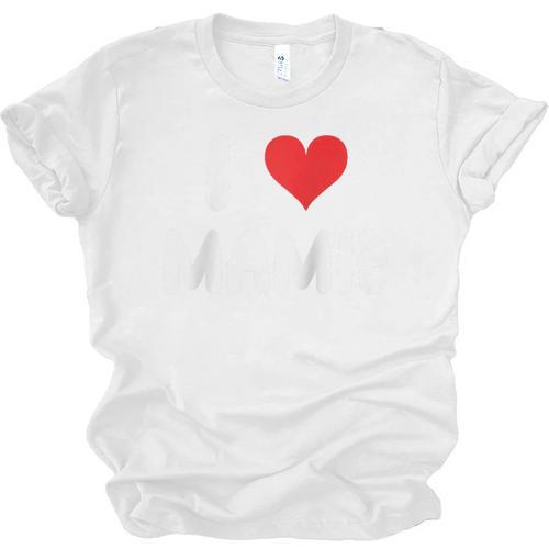 I Love Mamie Heart Grandma Grandmother Grandparent Raglan Baseball Tee Unisex Jersey T-Shirt - Sportilla