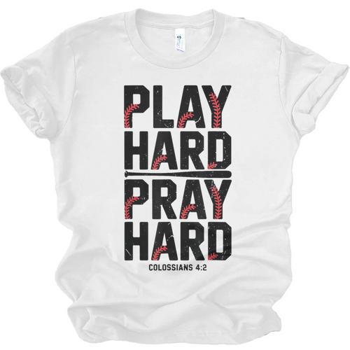 Play Hard Pray Hard Youth Boy Christian Baseball Jesus Unisex Jersey T-Shirt - Sportilla