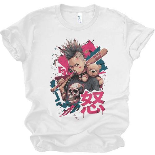 Punk Girl With Anger Kanji And Baseball Bat Unisex Jersey T-Shirt - Sportilla