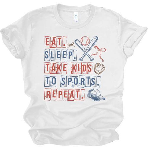 Retro Eat Sleep Take Kids To Sports Repeat Game Day Baseball Unisex Jersey T-Shirt - Sportilla