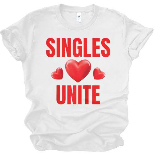 Singles Unite Valentines Day Humor For Singles Raglan Baseball Tee Unisex Jersey T-Shirt - Sportilla