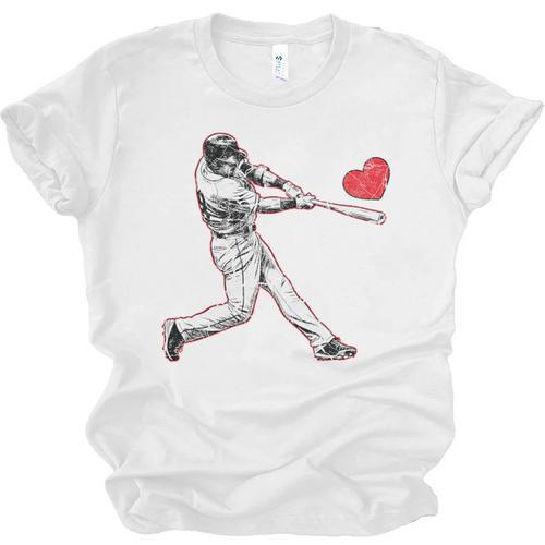 Valentines Baseball Batter Heart Player Silhouette Premium Tri-Blend Unisex Jersey T-Shirt - Sportilla