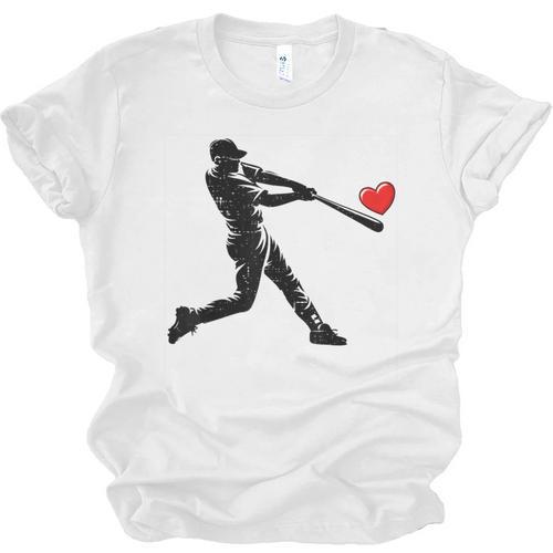 Valentines Day Baseball Batter Silhouette Heart Men Boys Kid Unisex Jersey T-Shirt - Sportilla
