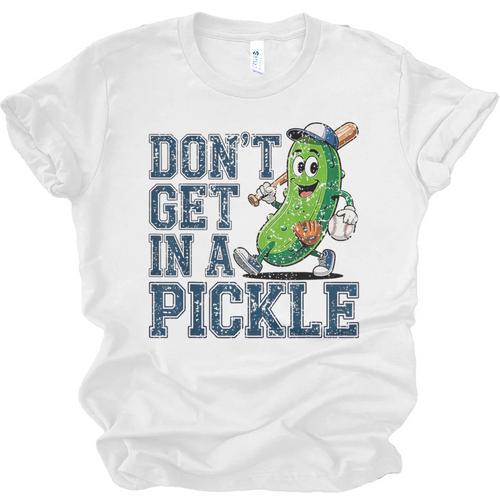 Youth Baseball Catcher Humor Don’t Get In A Pickle Unisex Jersey T-Shirt - Sportilla
