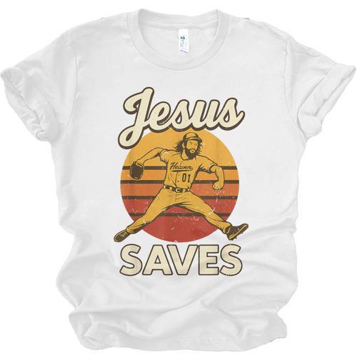Youth Boy Baseball Jesus Saves Christian Baseball Religious Unisex Jersey T-Shirt - Sportilla