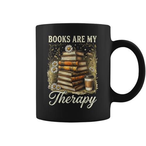 Books Are My Therapy Coffee Bookworm Retro Reading Coffee Mug - Bookorys UK