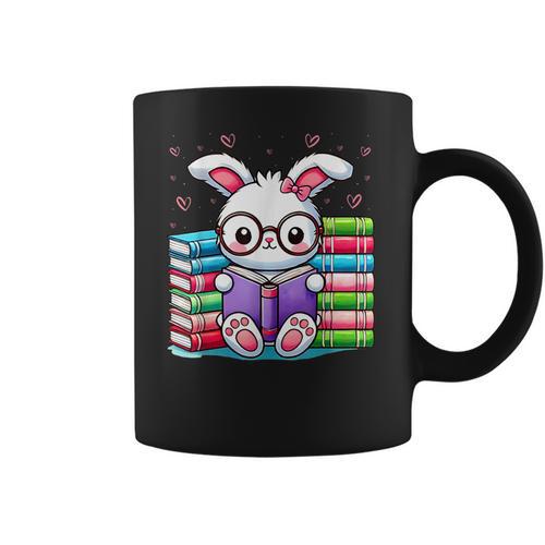 Cute Bunny Reader Rabbit Book Lover Reading Coffee Mug - Bookorys
