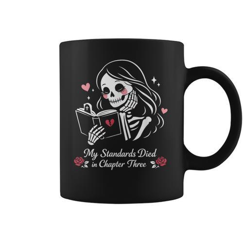 Dark Romance Pajama Skeleton Costume Woman Book Reading Coffee Mug - Bookorys
