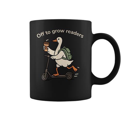 Off To Grow Reader Silly Goose School Librarian Book Lover Coffee Mug - Bookorys