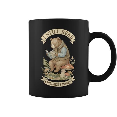 I Still Read Children's Books Cottagecore Bear Reading Coffee Mug - Bookorys CA