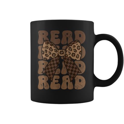 Read Coquette Bow Retro Western Groovy Leopard Reading Coffee Mug - Bookorys