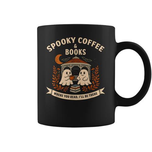 Spooky Coffee & Books Ghost Autumn Reading Coffee Mug - Bookorys CA