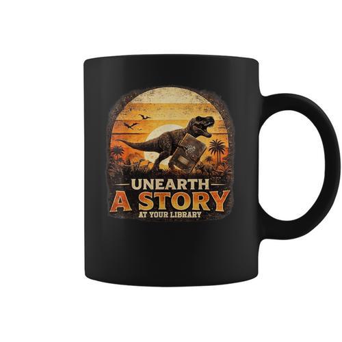 Unearth Story Summer Reading 2026 Dinosaurs Library Reading Coffee Mug - Bookorys
