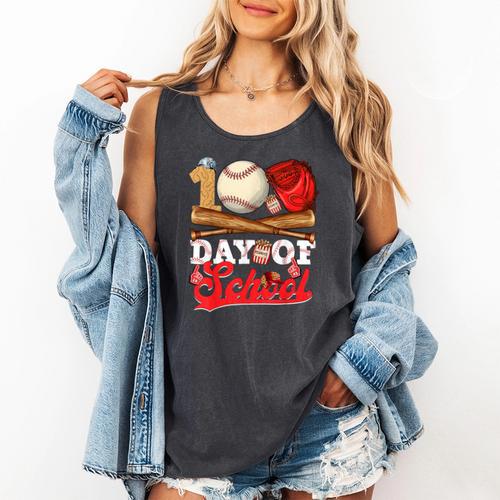 100 Days Of School Baseball Player Sports Game Teacher Kid Comfort Colors Tank Top - Sportilla