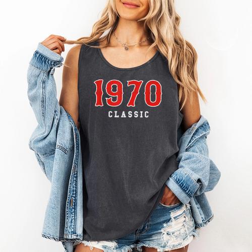 55 Year Old 1970 Classic Baseball Fan 55th Birthday Comfort Colors Tank Top - Sportilla
