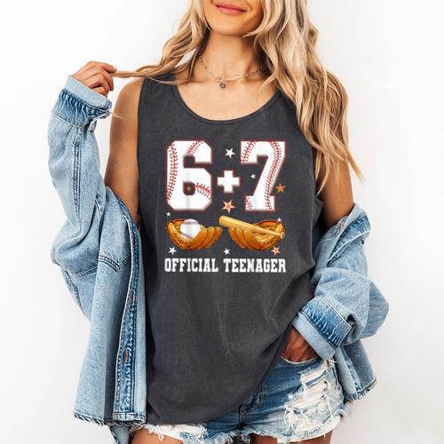 67 13 Year Old Official Teenager Baseball Boy 13th Birthday Comfort Colors Tank Top - Sportilla