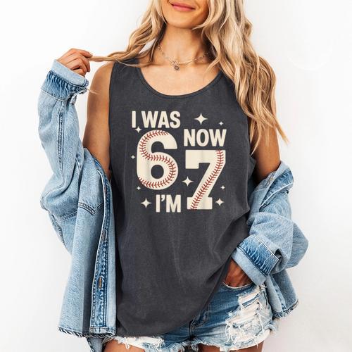 Baseball 7th Birthday 6 7 Years Old I Was 6 Now I'm 7 Comfort Colors Tank Top - Sportilla