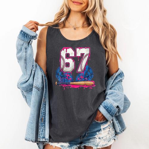 Baseball Drip 67 Meme Six Seven 6-7 Gen Alpha Slang Comfort Colors Tank Top - Sportilla