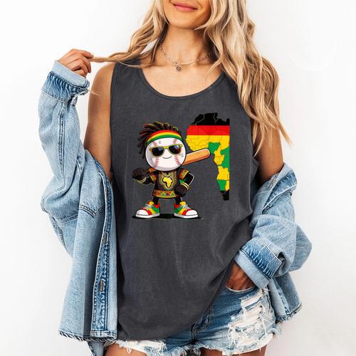 Baseball Drip Ice Cream Boys Youth Kids History Month Comfort Colors Tank Top - Sportilla