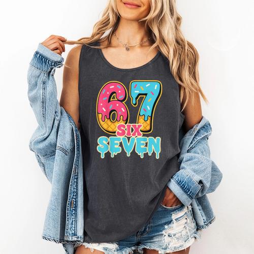 Baseball Drip Number 67 Player Trendy 6 7 Meme Comfort Colors Tank Top - Sportilla